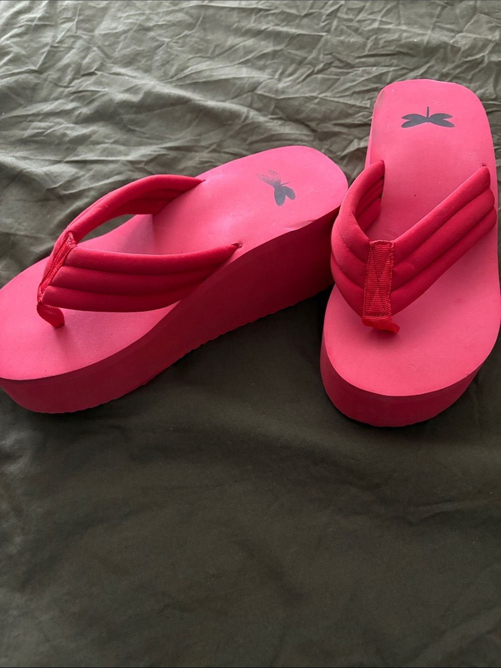 Free People Hot Pink Platform Wedge Flip Flops